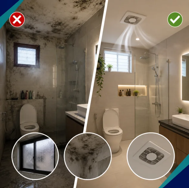 bathroom exhaust fan installed for ventilation