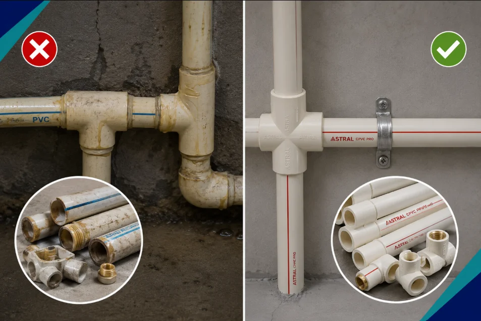 CPVC pipes and fittings for bathroom plumbing