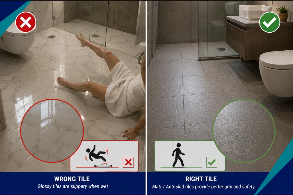 anti-skid matte tiles for bathroom floor